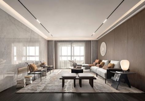 鲁商首府新中式风格138平米三居室装修案例