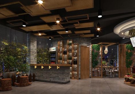 1300平中式风格餐饮店装修设计案例
