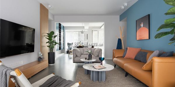 红豆·万花城124平米现代简约风格三居室装修案例