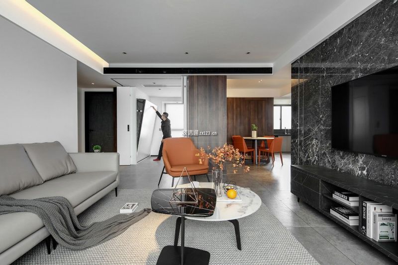 海伦国际130平三居室现代风格装修案例