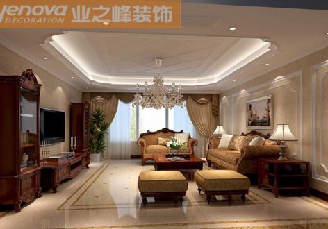 海航豪庭140平米美式风格三居室装修案例