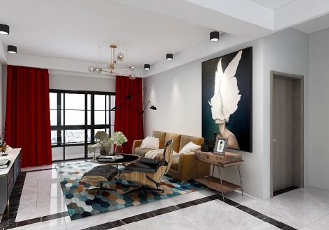 成山海景阁简约风格120平米三居室设计效果图案例