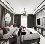 蔷薇国际120平米现代中式风格四居室装修案例
