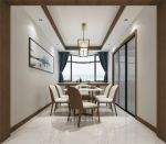 恒亿尚品湾新中式风格122平米三居室装修案例