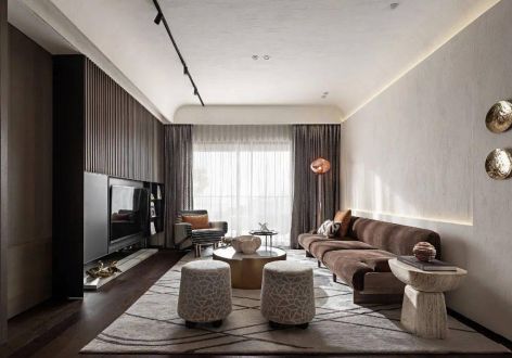 大唐盛世117㎡三居室现代风格装修案例