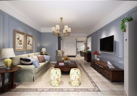汇福星城125㎡平米美式风格三室两厅装修案例