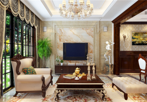 雅居乐雍景豪园新中式风格132平米三居室装修案例