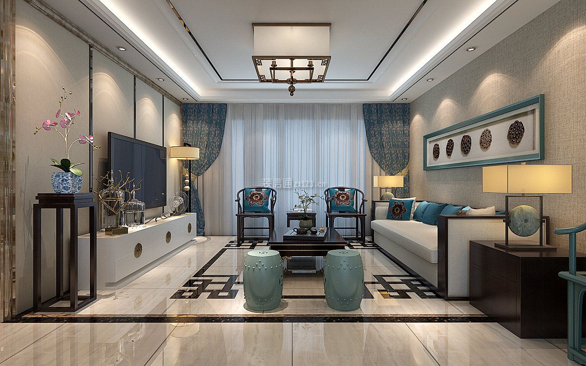 西安亮丽家园中式风格140平米设计方案 _装信通网