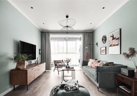 绿扬河景东城现代风格83平米二居室装修效果图案例