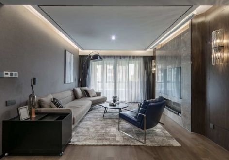 华润置地·港城华府现代风格127平米三居室装修设计图案例