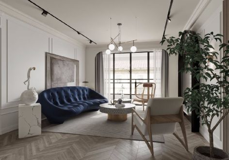 中梁·百悦城法式风格141平米三居室装修效果图案例