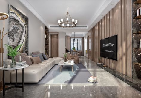 中海国际社区华府130平米三居室现代风格装修案例