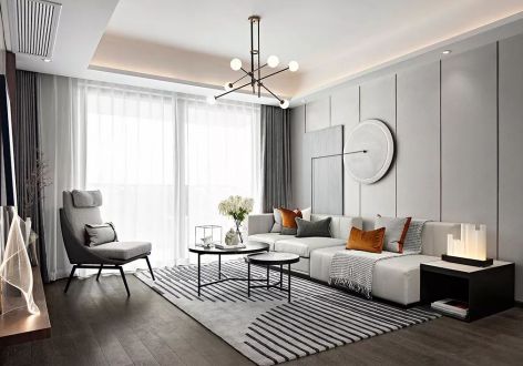 中庚·香山新时代现代风格123平米三居室装修效果图案例