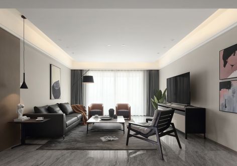 瑞德碧和府现代风格157平米三居室装修效果图案例