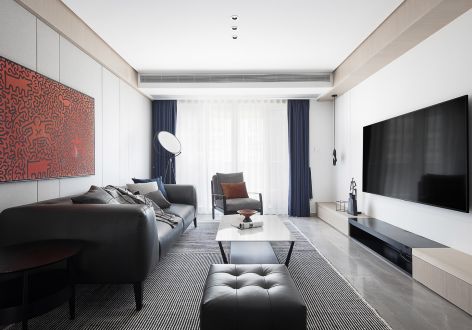 泰鸿听澜湾现代风格132平米三居室装修效果图案例