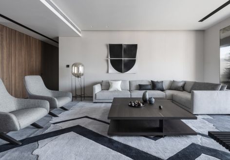 香橙珑樾现代风格126平米三居室装修效果图案例