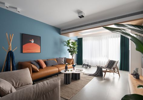 鸿通·富春山居现代风格114平米三居室装修效果图案例