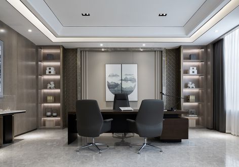 坤达集团办公楼新中式风格3800平米装修案例