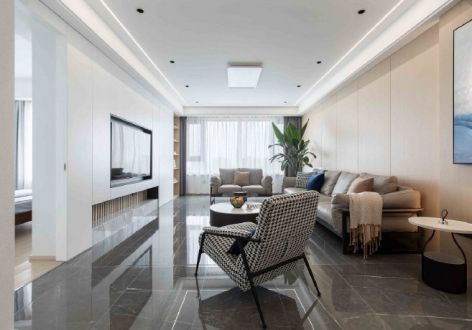 海湾明珠现代风格117平米三居室装修案例