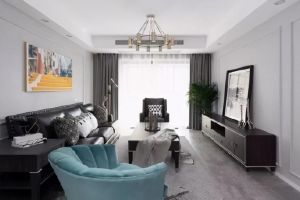 [南宁水晶石装饰]130平现代美式装修案例，客厅通体白墙，简单细腻！