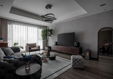 海昇城现代风格135平米三居室装修设计图案例