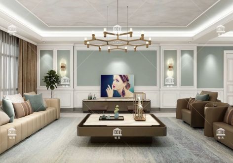铂芙艺术壁材现代风格100平米三室两厅装修案例