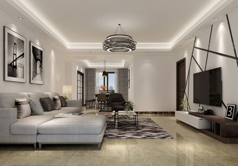 海航豪庭北苑100平现代简约风格三居室装修案例