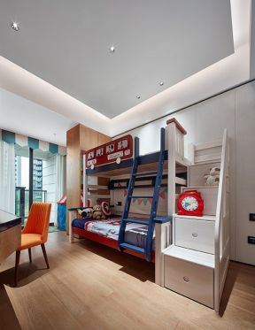 上海房子装饰儿童房室内高低床设计图