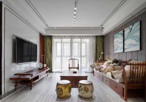 国宏立泰·桂花园新中式风格143平米四居室装修效果图案例