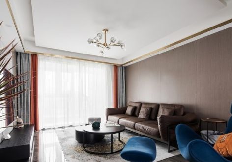 融创·蓝天壹號现代风格140平米四居室装修设计图案例