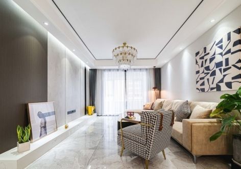 碧桂园凤凰山庄现代风格128平米三居室装修效果图案例