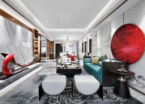 广州新中式别墅客厅装修装潢图片