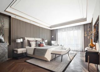 广州380平新中式别墅卧室设计图片