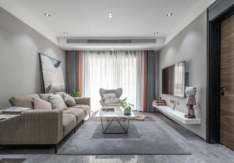 阳光·一品江城现代风格107平米三居室装修效果图案例