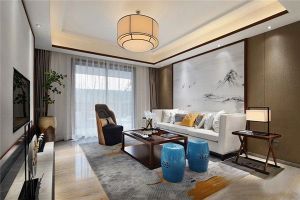[青岛百年星方装饰]新中式三居室，洁硬朗的直线条，质朴简单！