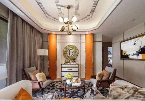信达万科城126平米美式风格三居室装修案例