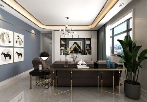 东港家园140平三居室现代风格装修案例