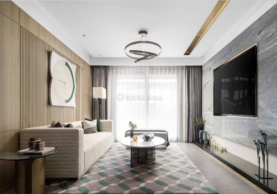 上海家装新房客厅嵌入式电视墙设计图