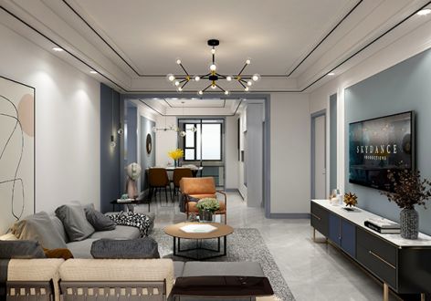 海湾城103平三居室现代风格装修案例
