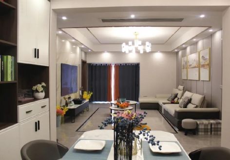 江岸豪庭139㎡三居室现代轻奢装修案例