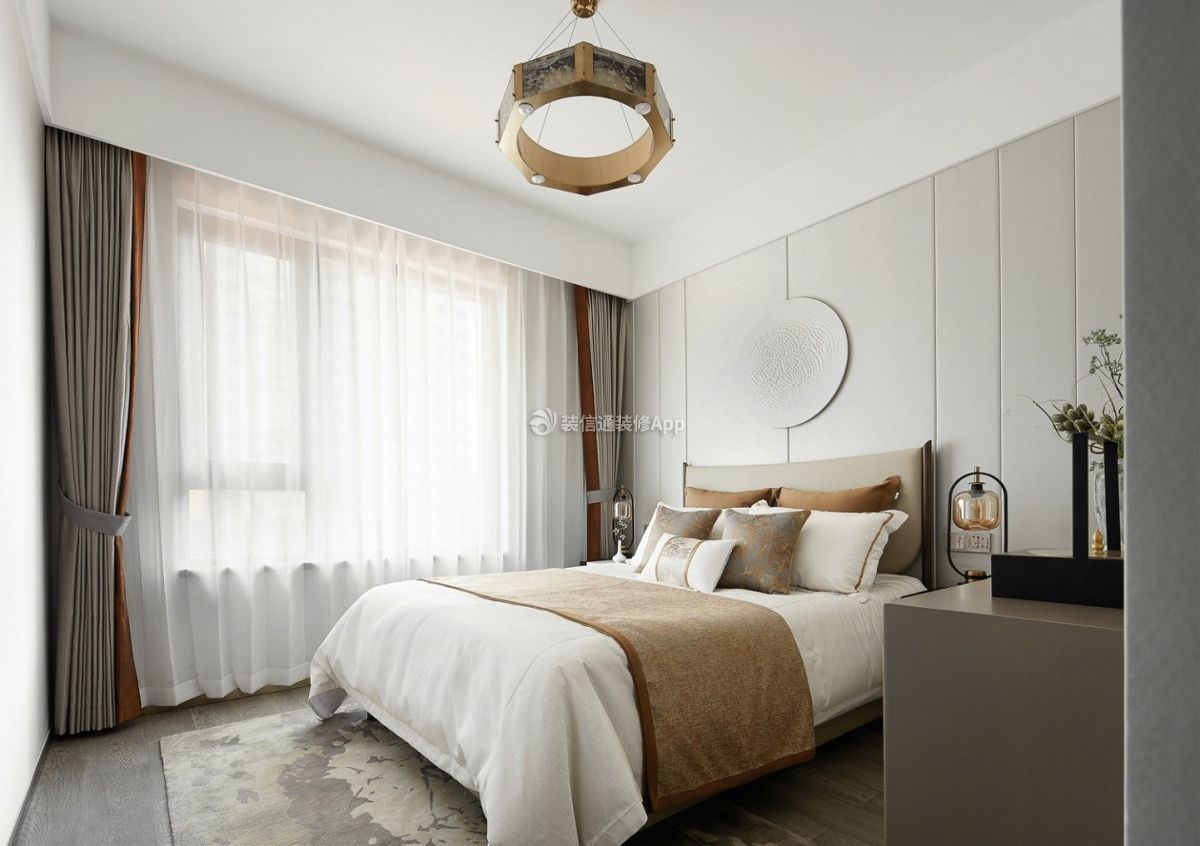深圳现代风格房子卧室窗帘装修装饰图片