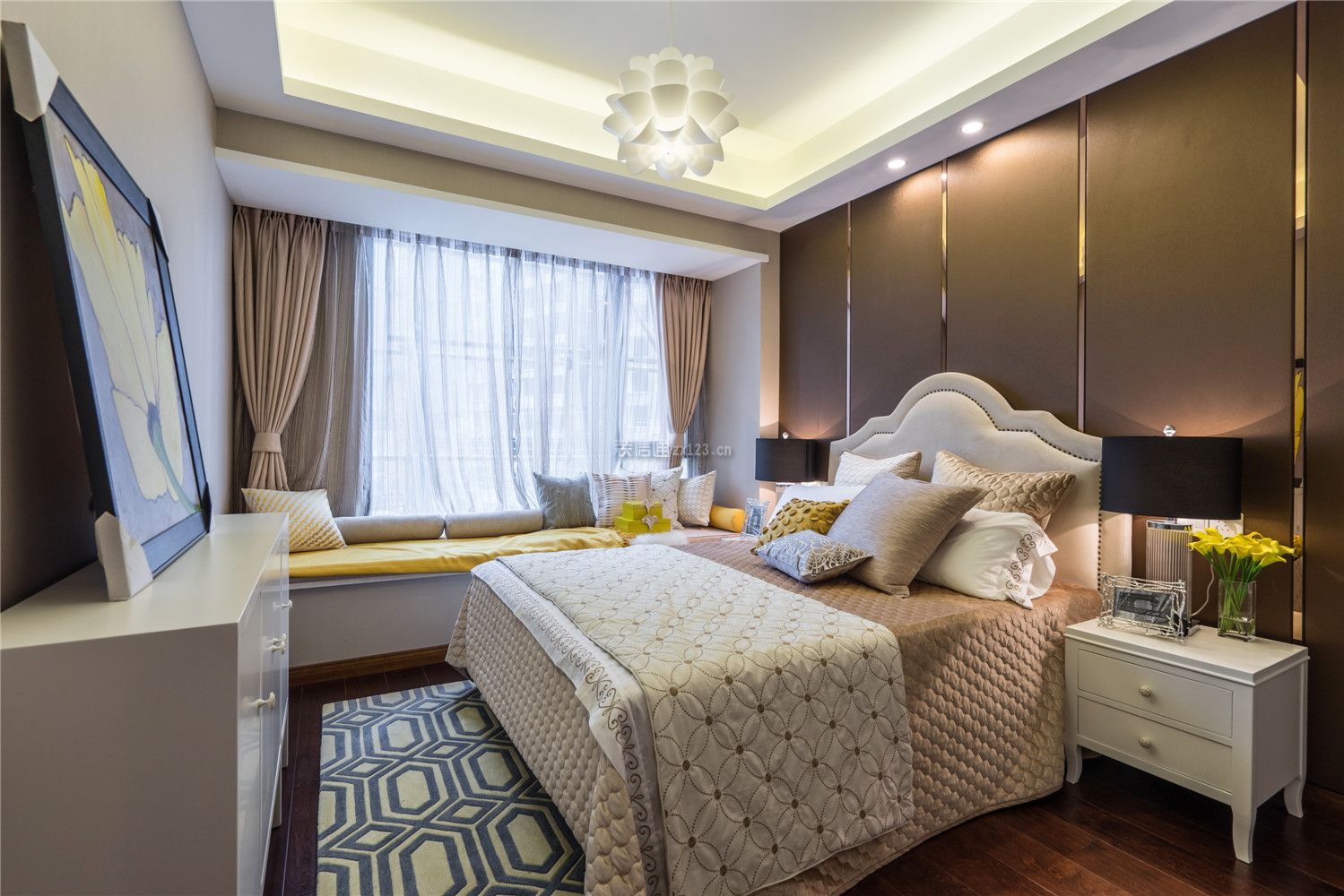 上海保利阅云台现代风格135平米设计方案 卧室床头造型效果图_装信通网