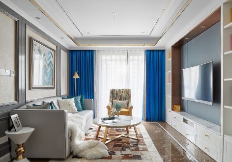 海伦堡·嘉悦湾轻奢风格112平米三居室装修效果图案例