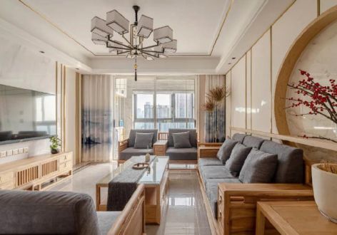 保利金香槟新中式风格100平米三居室装修设计图