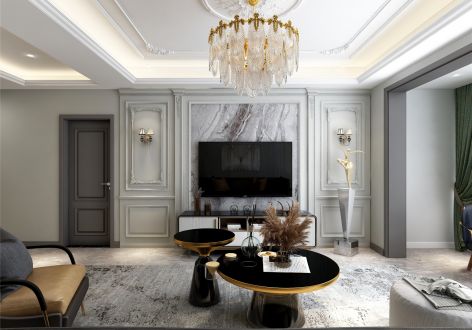 龙悦国际145平现代法式三居室装修案例