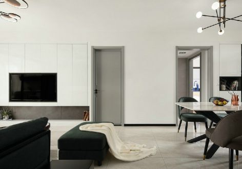 永利印象116平米现代简约风格三居室装修案例