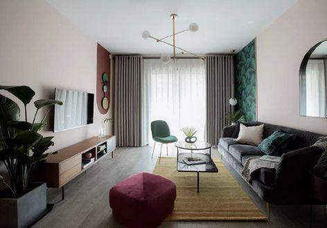 颜龙·彩虹星城混搭风格142平米三居室装修设计图案例