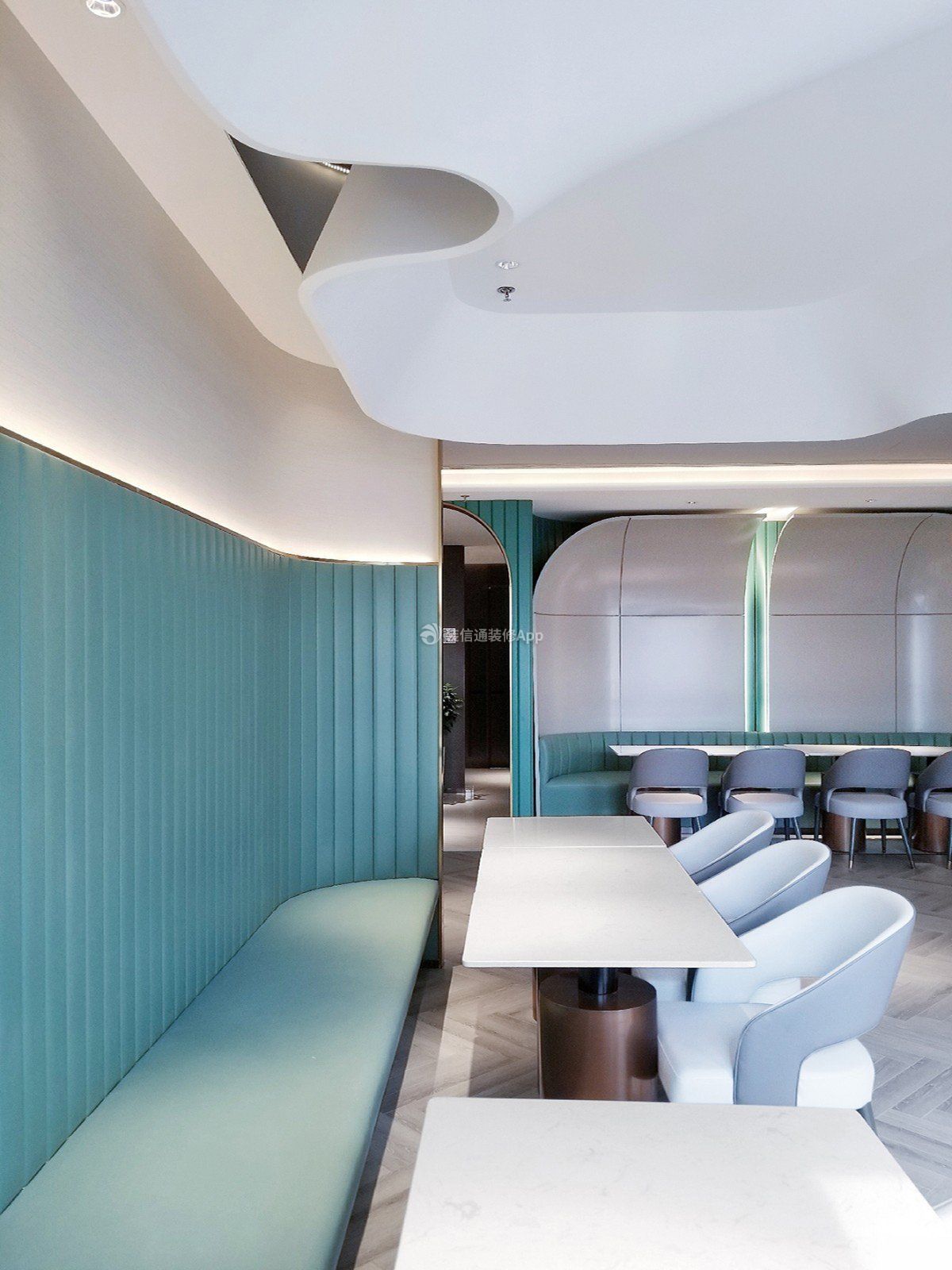 上海饭店餐厅卡座沙发装修实景图
