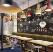 上海饭店餐厅手绘背景墙装修设计图