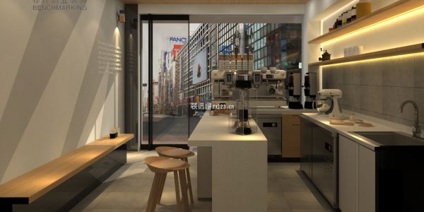 大石桥路咖啡店现代风格60㎡设计方案